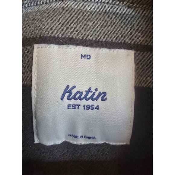 Katin 100% cotton men's size medium button up striped midweight flannel - Picture 2 of 8